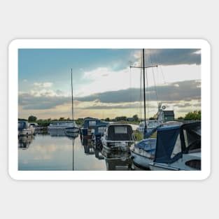 Boats moored up in Thurne Dyke Sticker